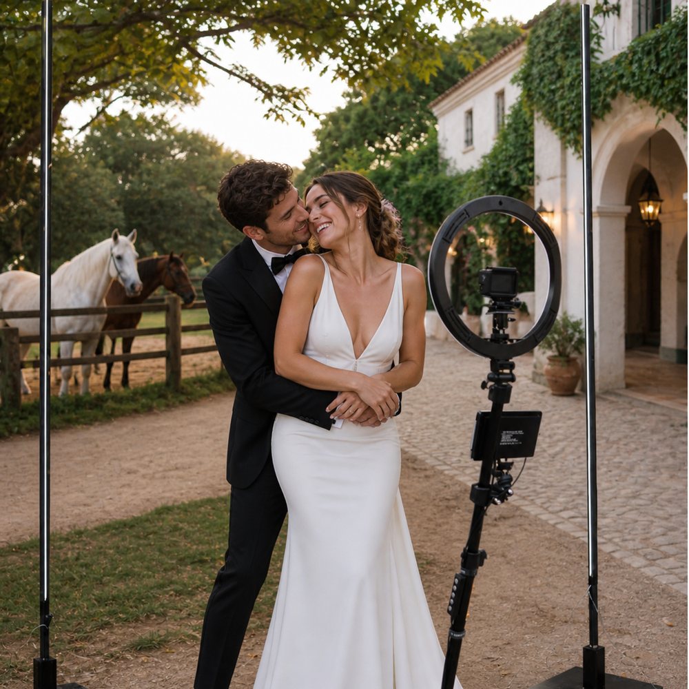Pareja de novios grabando en la plataforma 360º
