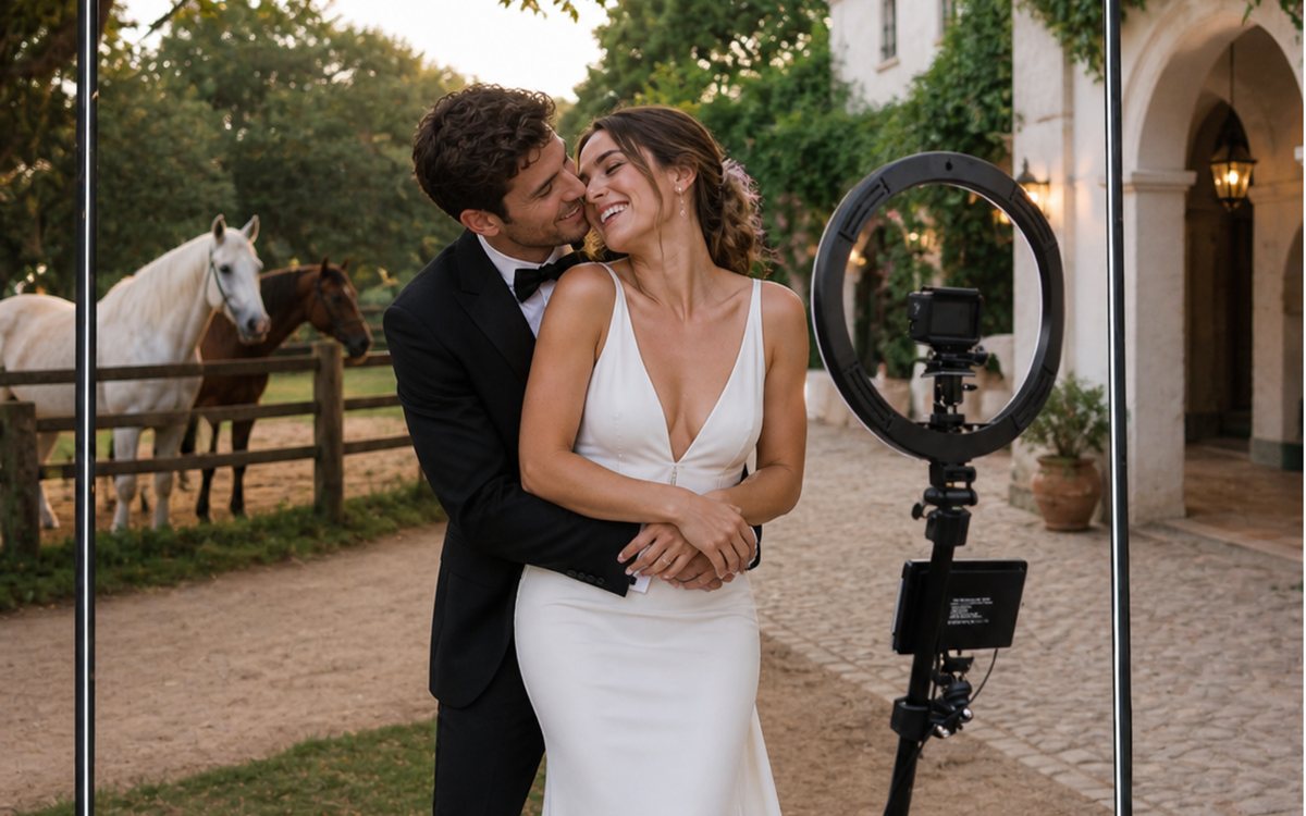 Pareja de novios en la plataforma 360º